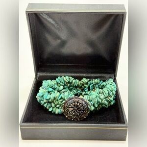 Carolyn Pollack Relios Sterling Polished Turquoise Chip Stretch Bracelet